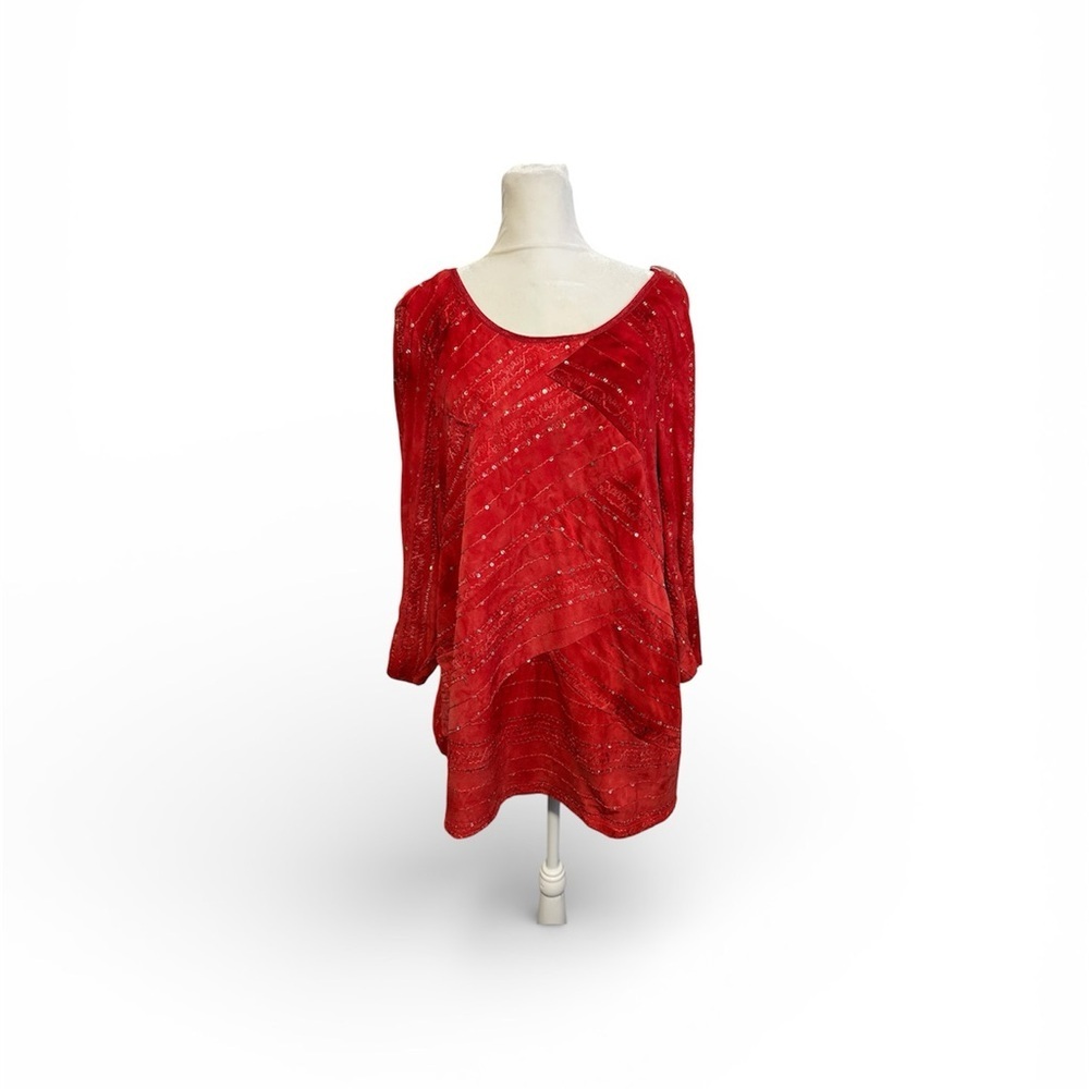 Dressbarn red sequin top size 1X
